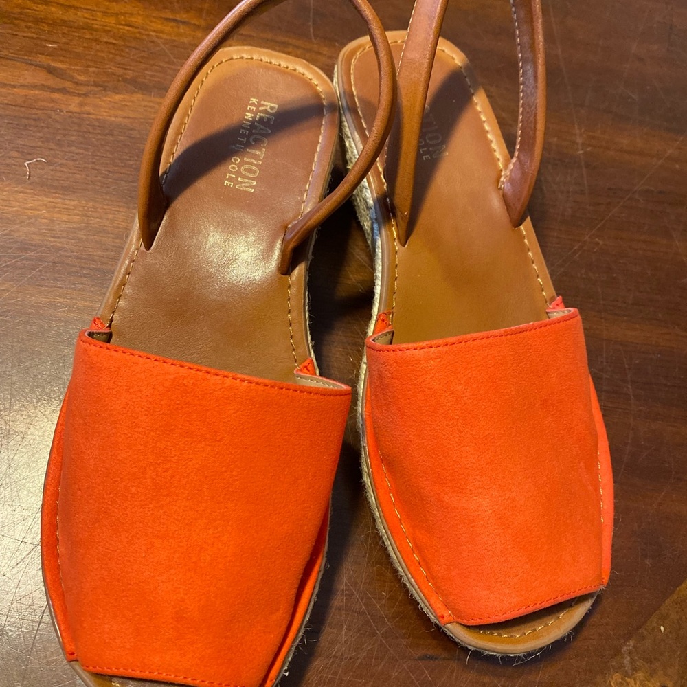 Reaction Kenneth Cole Orange Brown Espadrilles